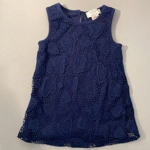 EUC Kate Spade Baby Hearts Lace Navy Tunic Dress w/ Bloomers 18 Months